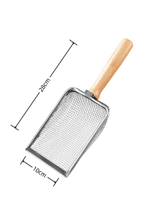 Oldzhan Wooden handle cat litter scoop, walnut litter, small-pore bentonite ore litter, rutin chicken scoop, filter screen scoop, pet supplies - Image 5